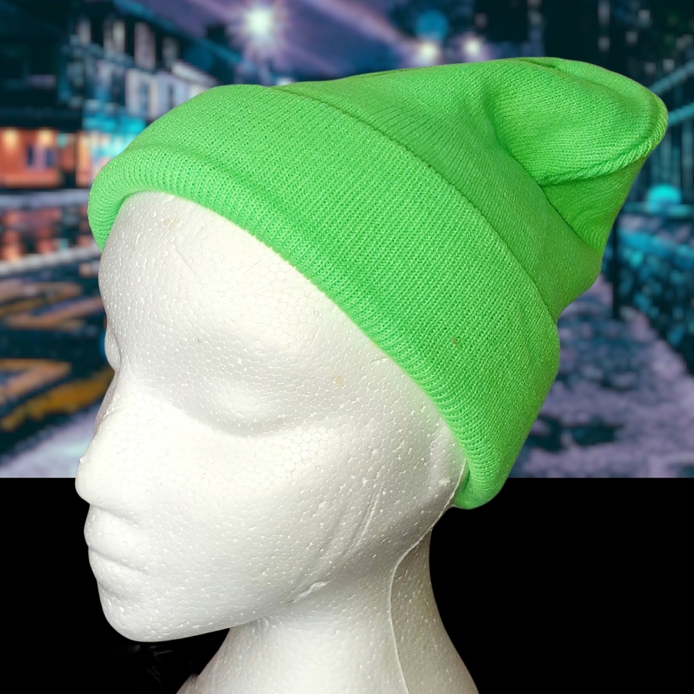 GROOVY GLAM Neon Green Knit Ski Cap
